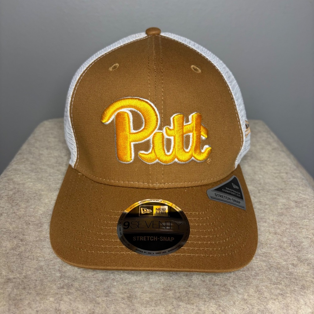 New Era 9SEVENTY Pitt Panthers Trucker Hat Brown White Stretch Snap Cap 60715791